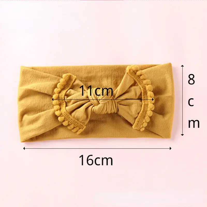 Ins Simple Fashion Headband Super Soft  Wool Ball Nylon Wide Hair Band  Baby Girls Children's Bows  Accessories for Kids