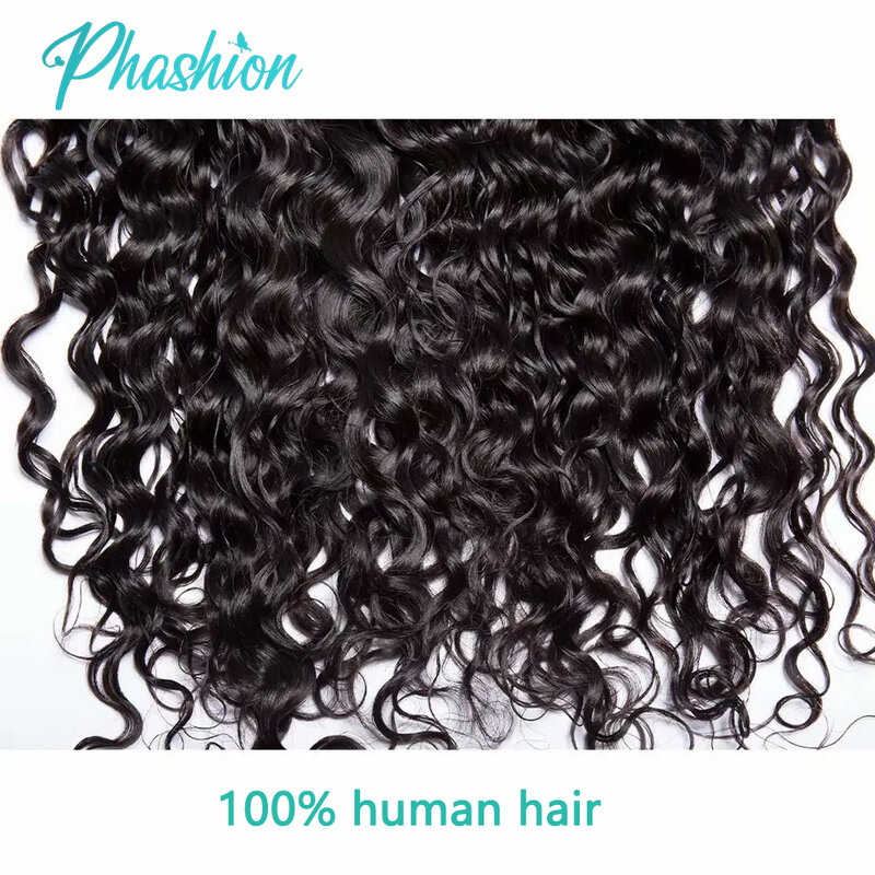 Phashion-onda de agua 13x4, encaje Frontal y HD, 4x4 suizo cierre transparente, cabello humano Remy brasileño predespuntado para mujeres negras