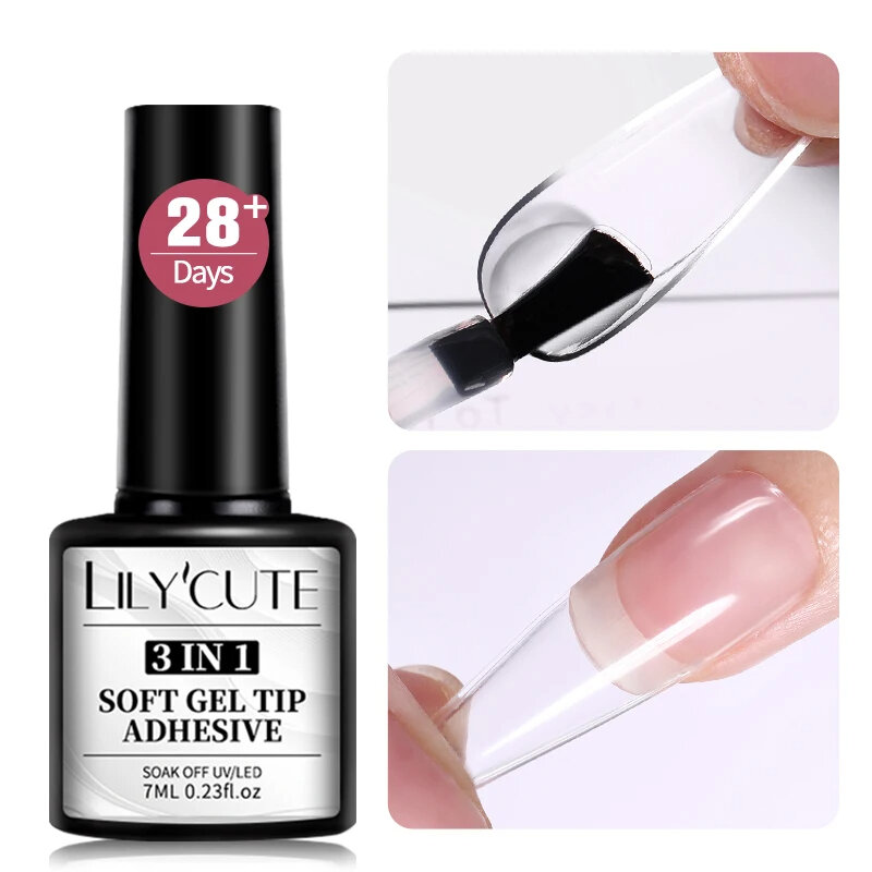 Lilycute 7ml Soft Gel Tip Kleber für falsche Spitzen verlängern Druck auf Nägel Nail Art langlebig UV-Gel Nagellack einweichen