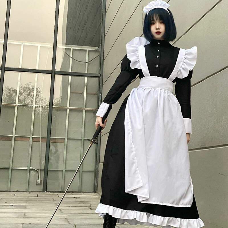 Pakaian Pembantu Wanita Gaun Panjang Gaun Celemek Gaun Lolita Pakaian Pria Kostum Kafe Uniseks Kostum Cosplay Anime Jujutsu Kaisen