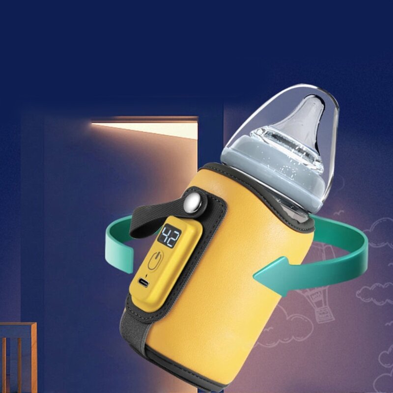 Переносной подогреватель бутылок с USB и ЖК-дисплеем, подогреватель молока с регулируемой температурой для путешествий, 5 режимов, 38 °C-52 ℃, для младенцев