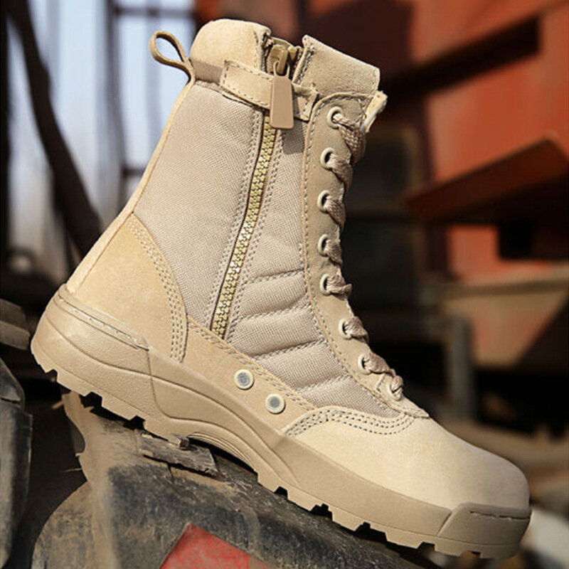 Botas militares táticas masculinas, Força Especial Desert Combat Army Boots, Sapatos de tornozelo para caminhadas ao ar livre, Sapatos de segurança do trabalho masculino