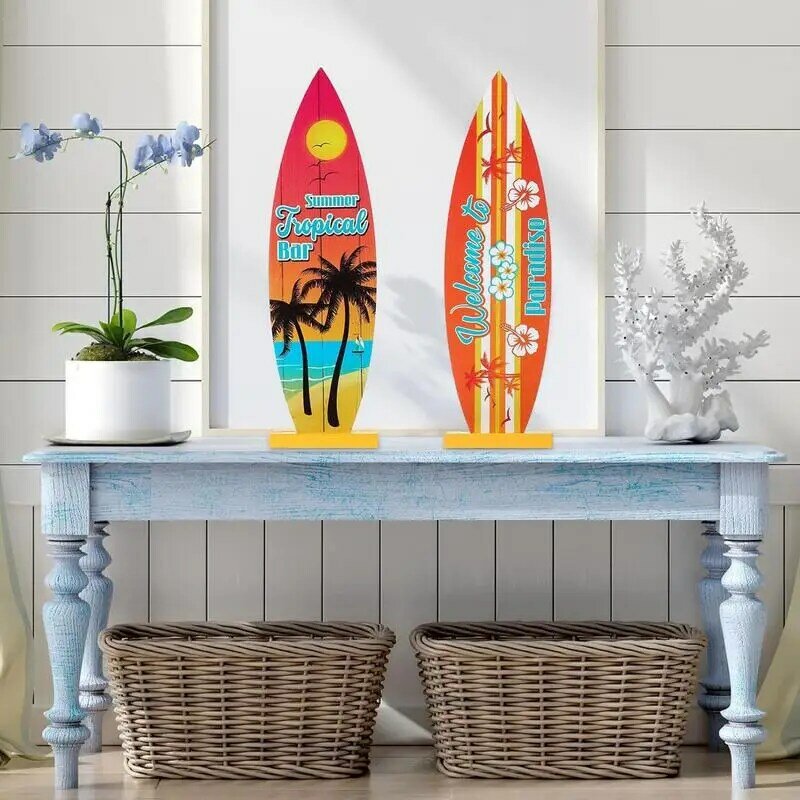 다기능 서핑 보드 테이블 탑, 여름 파티 장식, 해변 표지판, 목재 사인, 벽용 서핑 보드 장식