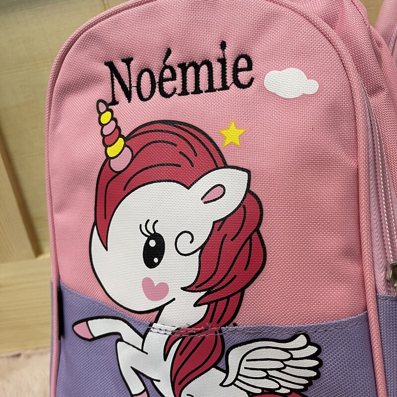 New Models Kindergarten Boys Girls Schoolbag Personalized Name Cute Unicorn Children Backpack Outdoor Travel Snack Backpack