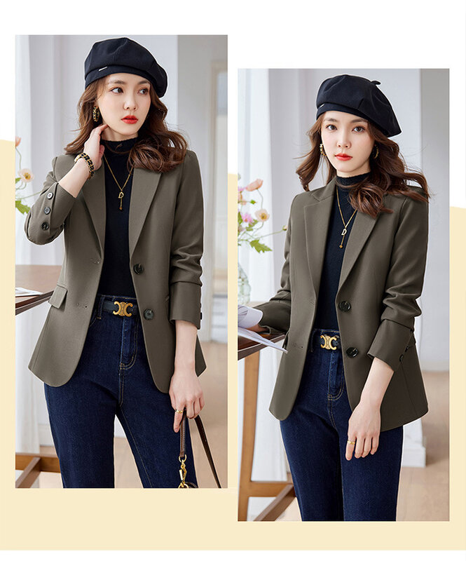 Spring and Autumn New Women's Suit Coat Fashion Slim Fit Commuter Leisure Office Women Blazers