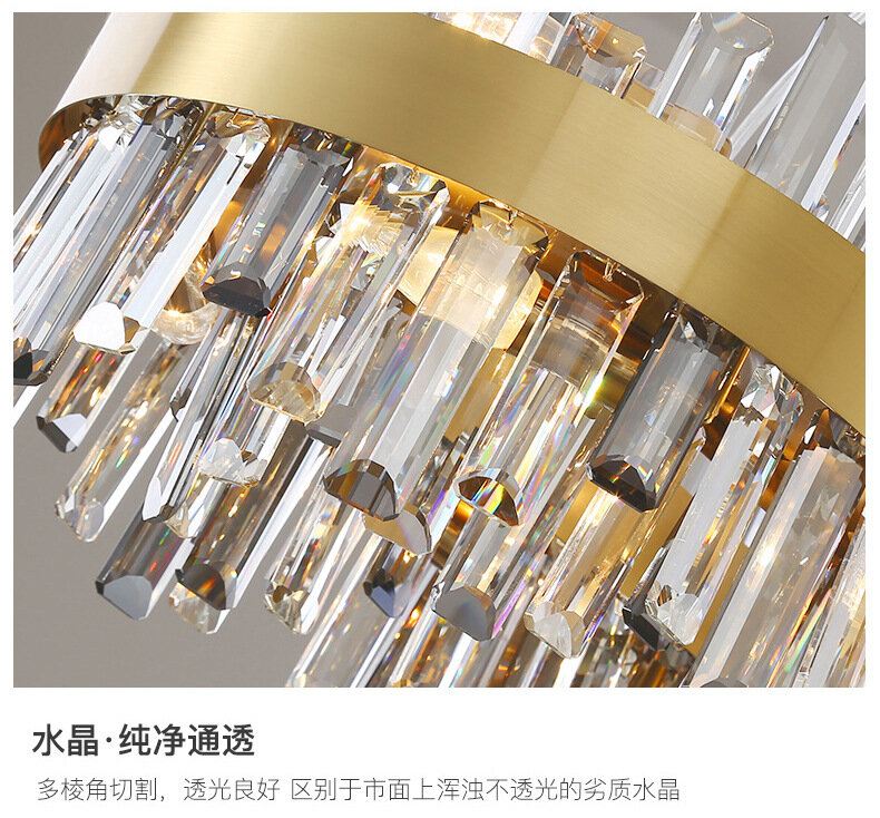 Moderne Rook Grijze Kristallen Kroonluchter Verlichting Luxe Led Hanglamp Voor Eettafel Woonkamer Slaapkamer Home Decor Glans