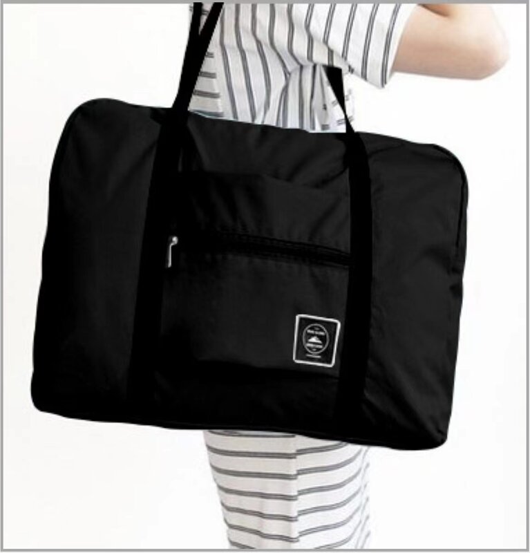 Tas perjalanan dapat dilipat tas nilon tas kapasitas besar tas jinjing tahan air wanita pria pengatur pakaian penyimpanan perjalanan