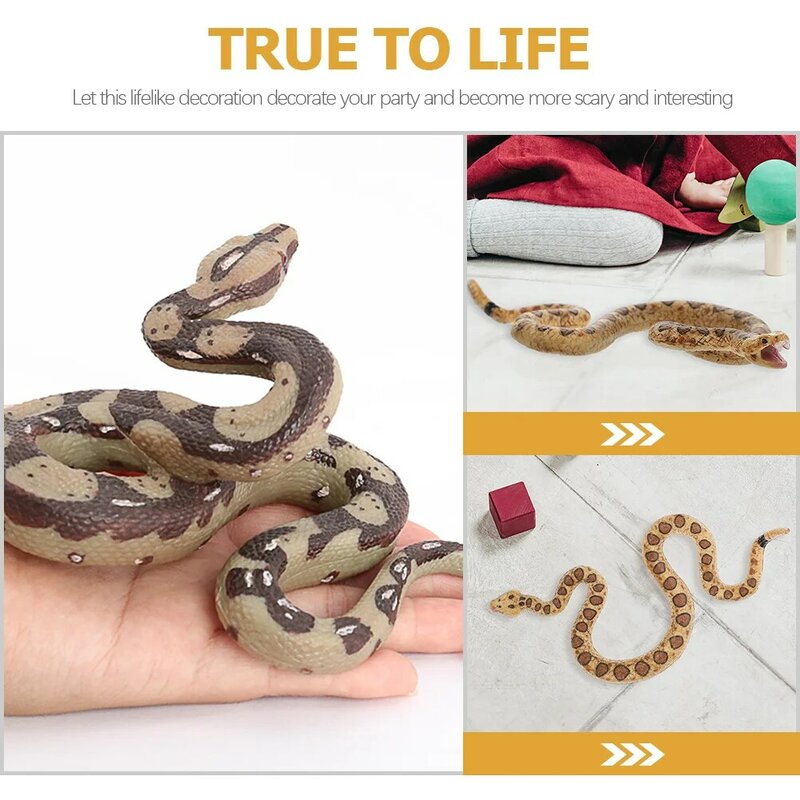 2 Pcs Artificial Snake Realistic Model Toy Birds Trick Childrens Children’s Toys Plastic Simulation Fake Child