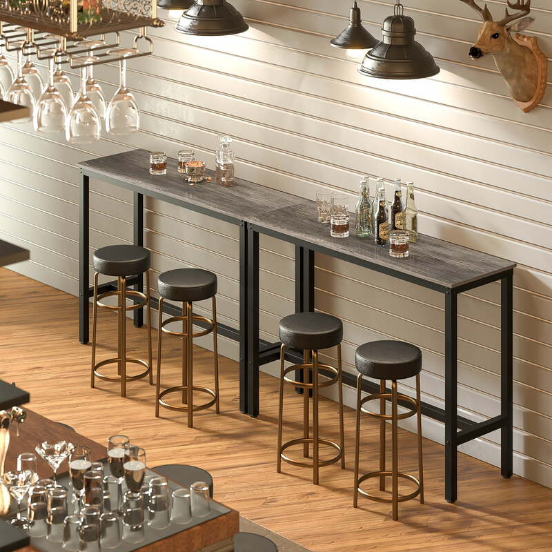 Mesa de Bar de 47,2 pulgadas, mesa de comedor de altura para mostrador de Pub, mesa de café Bistro para cocina, sala de estar, roble Retro