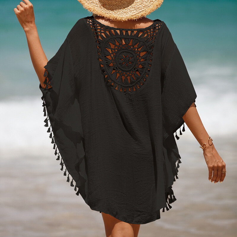 2024 Summer Women's Beach Skirt Small Tassel Sunscreen Short Sexy Beach Cover Up