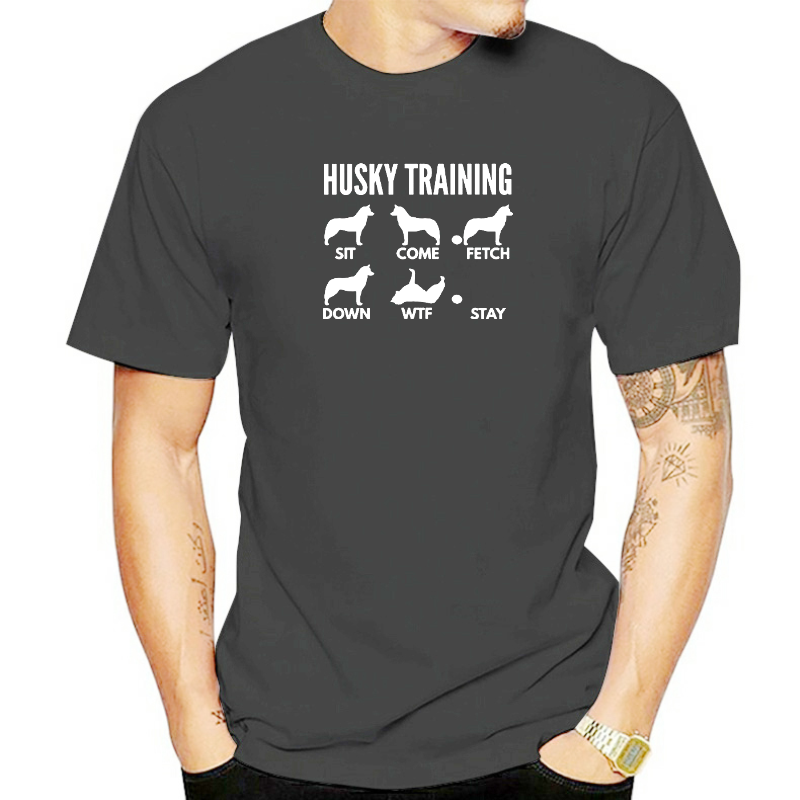 Engraçado Husky Treinamento Dog Truques Camisetas, Manga Curta, O-Pescoço, Harajuku Roupas, Algodão Streetwear