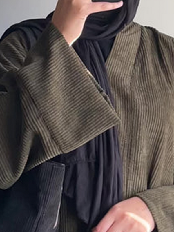 Женское вельветовое кимоно с шарфом для головы