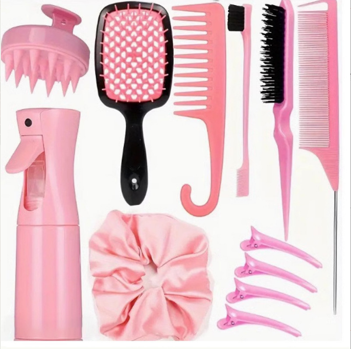 Detangling Anti Static Hair Brush, Curly Curly Hair, Curved Rat Tail Comb Set, Salon Hair Tools, Adequado para Todos os Tipos de Cabelo, 12Pcs por Conjunto