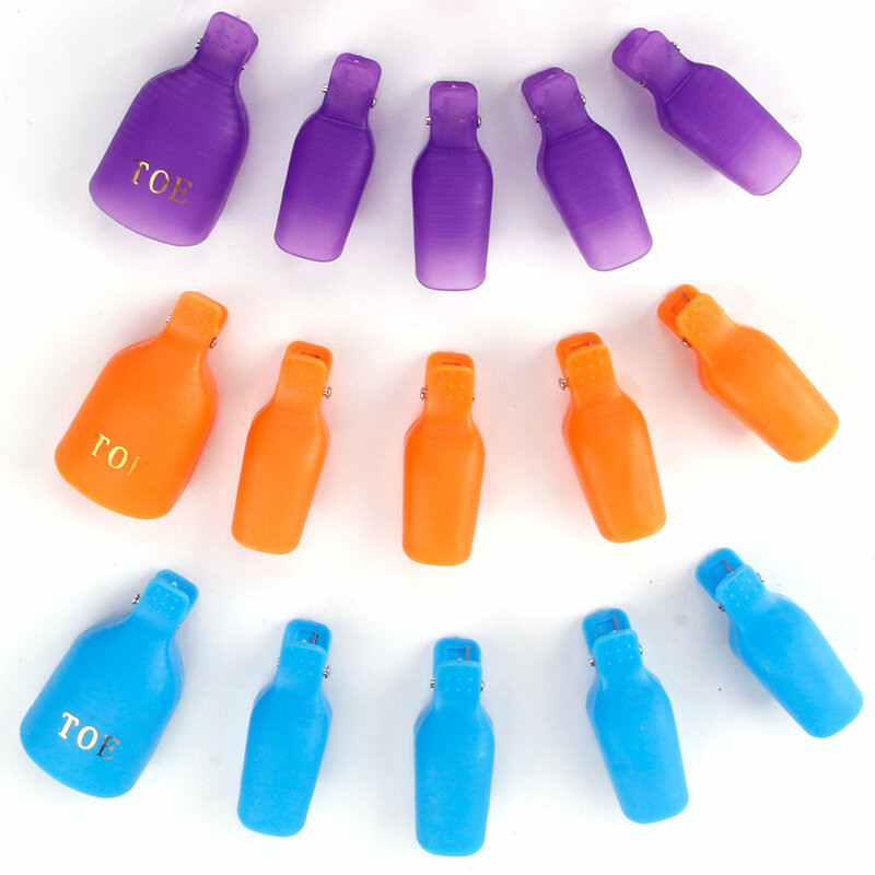 Juego de tapas de remojo para dedos de los pies, Clip de plástico colorido, removedor de esmalte de Gel UV, Kit de herramientas de manicura, 5 piezas