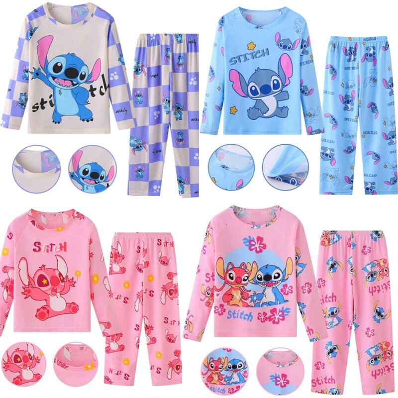 2 teile/satz neue heiße Disney Stitch Kinder Pyjamas für Jungen und Mädchen setzt Kind zu Hause tragen Reise lässig Nachtwäsche Anzug niedlichen Geschenk