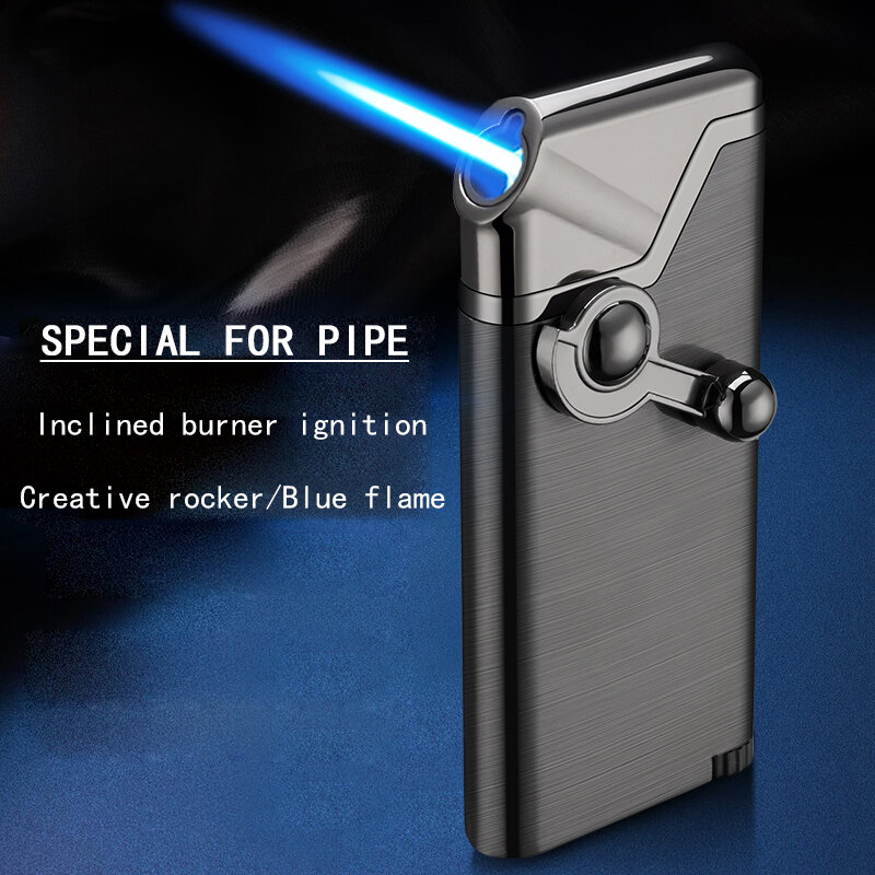 Antorcha de chorro de llama azul basculante creativa, encendedor de Gas butano, tubo de fuego oblicuo, accesorios especiales para fumar, Gadgets para hombres, nuevo