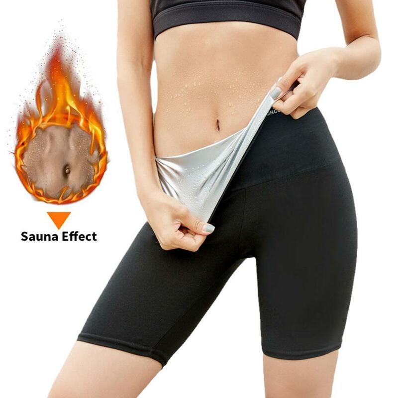 Sport Sauna Pants Body Shaper Weight Loss Slimming Sweat Five-Point Pants Women Running Fitness Waist Trainer Sweat Legging 2023