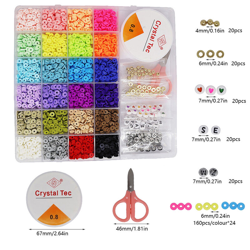 Kit per la creazione di braccialetti con perline di argilla Color arcobaleno per la creazione di gioielli Kit di accessori per perline di lettere forniture fatte a mano fai da te