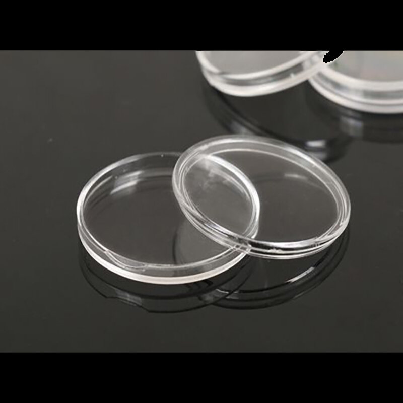 20 pz/lotto 16-46mm portamonete in plastica trasparente trasparente display capsule custodie per la raccolta contenitore per scatole di protezione ad anello rotondo