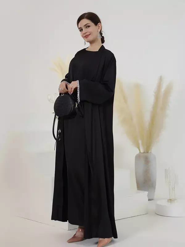 Abaya muçulmana para mulheres, vestido preto com botões, longo robe de noite, kaftan marroquino, caftan de casamento, Ramadã africano, Dubai, conjunto elegante