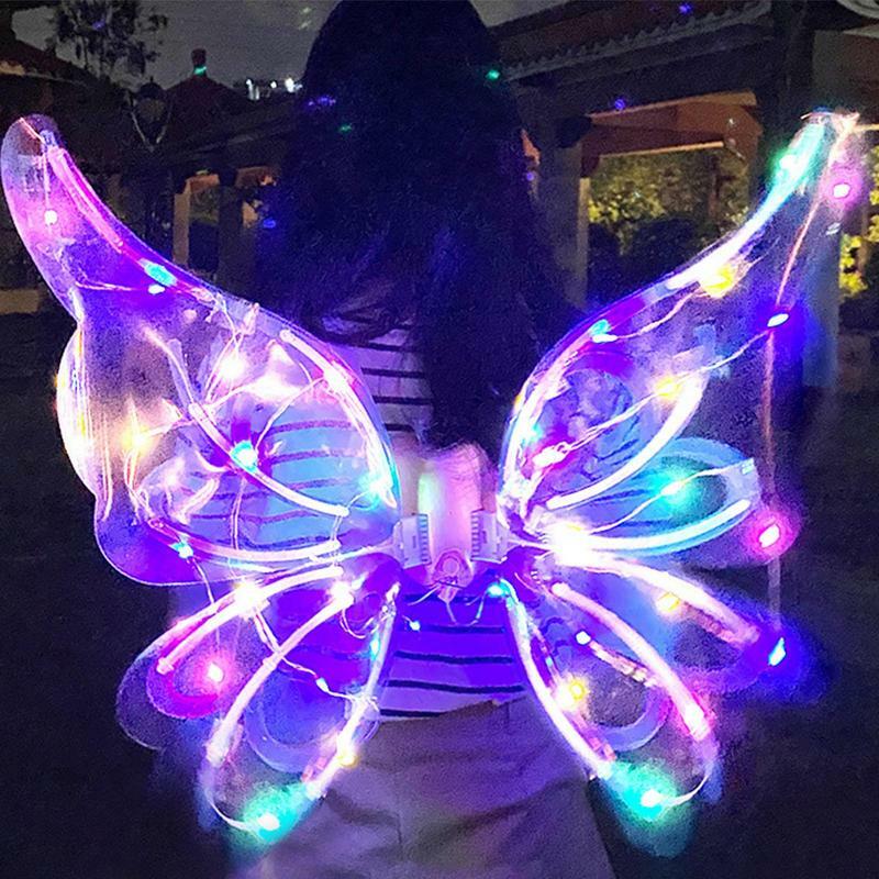 Alas de mariposa eléctricas, alas de mariposa con batería, coloridas, accesorios de vestir para Halloween
