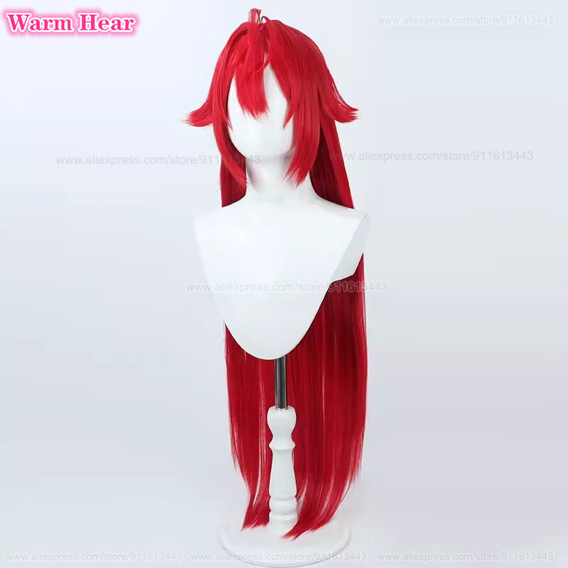 High Quality Red Ash Cosplay Wig Game Long 100cm Red Cosplay Anime Wig Heat Resistant Hair Halloween Party Woman Wigs + Wig Cap