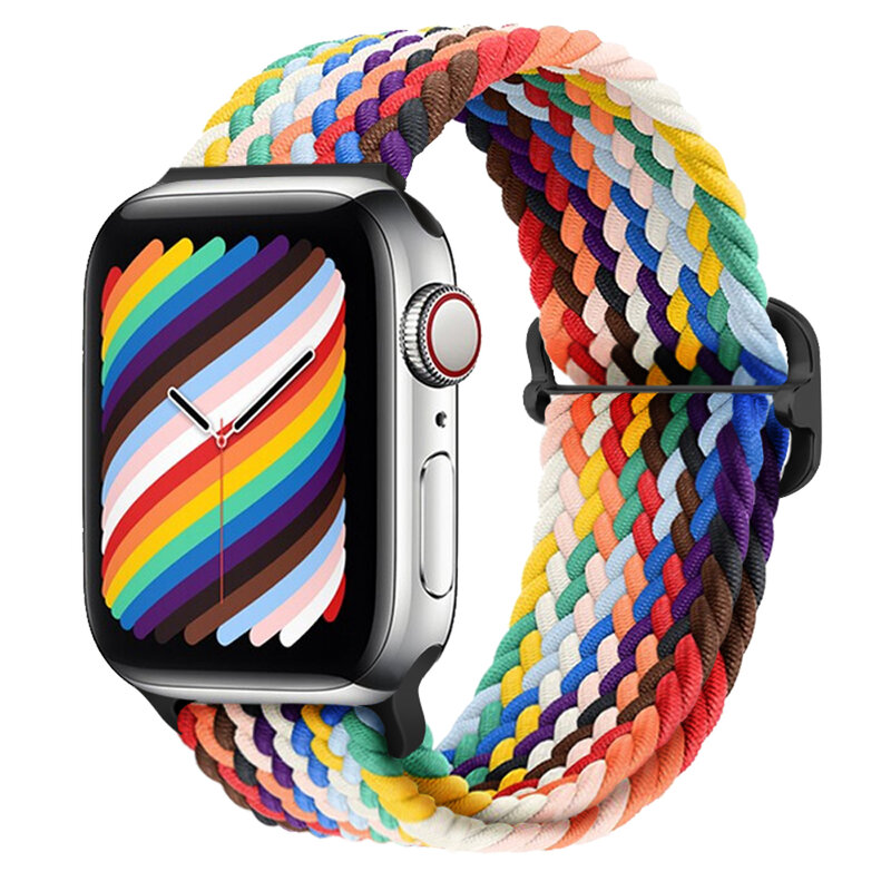 Nylon strap For Apple Watch Ultra 8 7 6 5 4 SE band 49mm 45mm 44mm 41mm 40mm Adjustable Elastic Braided band iWatch 3 42mm
