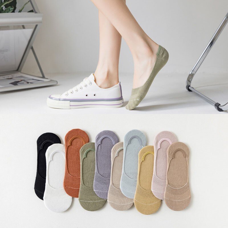 Ankle Socks Woman Comfortable Simple Silicone Anti Drop Heel Sweat-absorbing Breathable Invisible Women's No-show Socks B105