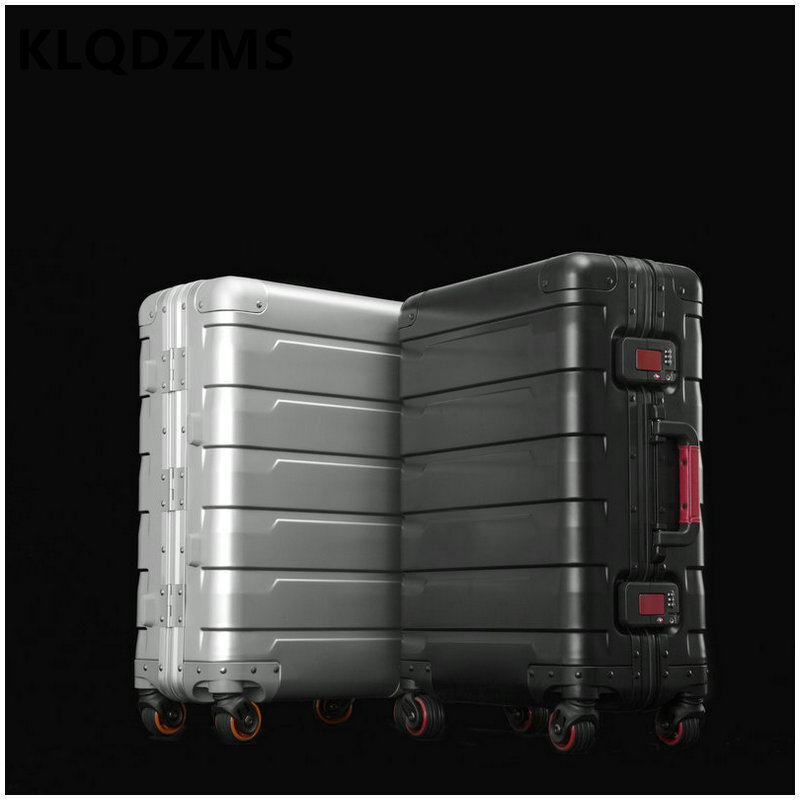 KLQDZMS zaawansowane w całości z aluminium-stop magnezu walizka mężczyzna 20 "24 Cal dobre przechowywanie bagaż Mute na pokład przypadku kobiet