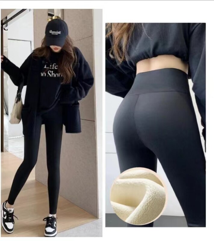Skin Leggings for Women Wear Winter Lamb Cashmere Shark Pants Thickened Cashmere Non Pilling Elastic and Thin Yoga Pants Women