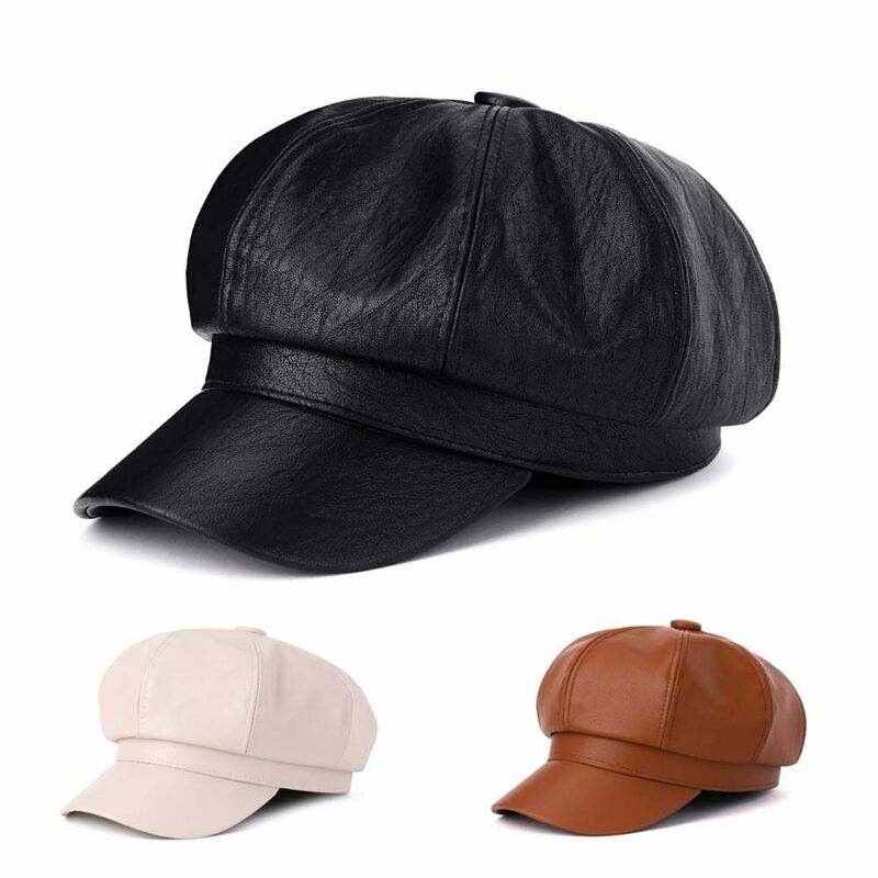 قبعة مثمنة جلدية مقاومة للرياح للنساء ، قبعات Newsboy ، قبعة نسائية ، قبعة رسام ، قبعة بيسبول ، أزياء