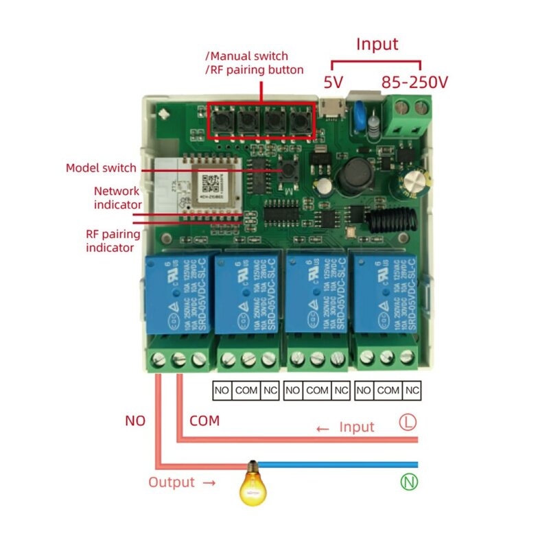 وحدة إضاءة ذكية Zigbee ، 4CH ، 85-Switch V Relay ، تطبيق منزلي ذكي ، جهاز تحكم عن بعد ، يعمل مع بوابة ، اليكسا ، مساعد جوجل