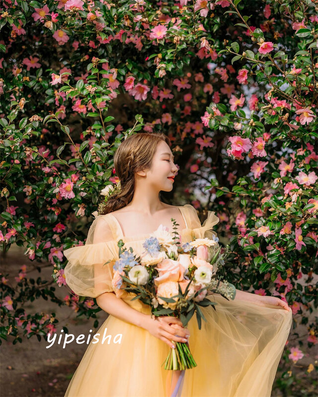 Ballkleid Korea exquisite hochwertige schulter freie Ballkleid Hochzeits feier boden lange Röcke Organza Abendkleider