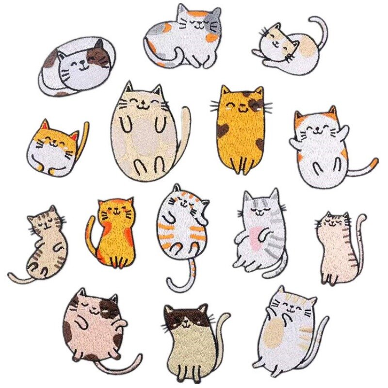 Parche bordado para ropa, etiqueta con emblema de Animal, gatito, gato, pegatina de tela vaquera, accesorio de decoración, novedad