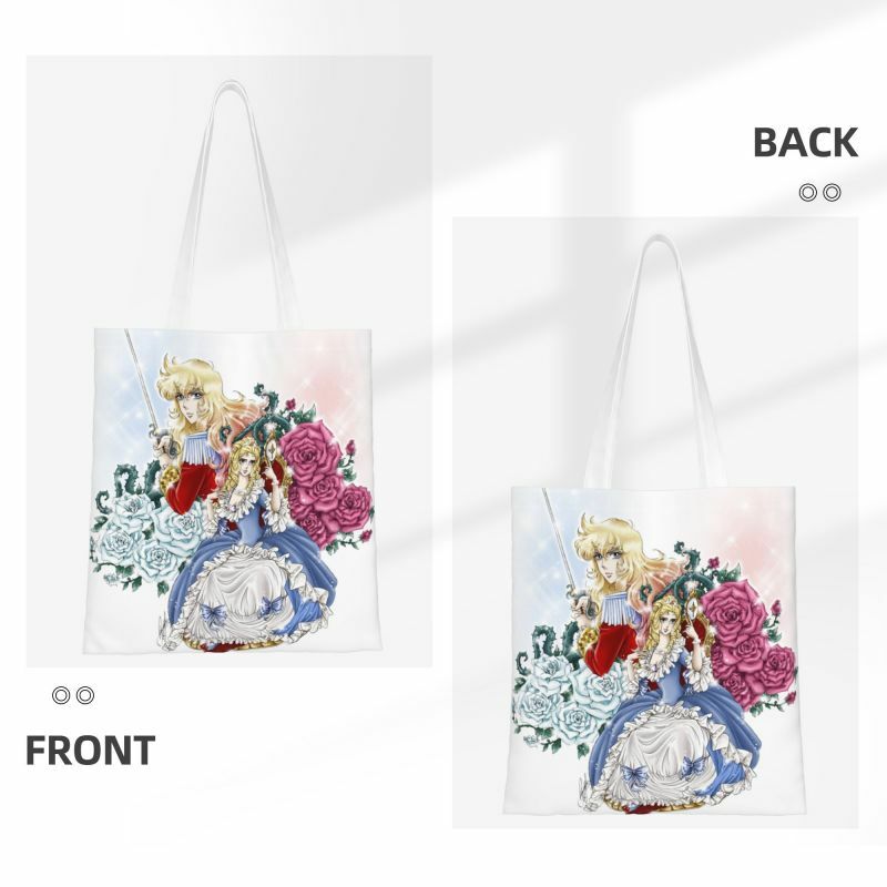 Kawaii Print The Rose Of Versailles Lady Oscar Tote Shopping Bags Washable Canvas Shoulder Shopper Handbag