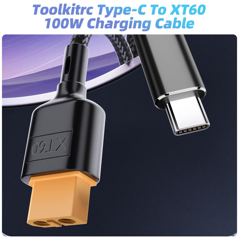 Cavo di ricarica da USB-C a XT60 per Toolkitrc SC100 cavo da tipo C a XT60 per Toolkitrc M7 M6 M6D M8S 100W linea di alimentazione a ricarica rapida