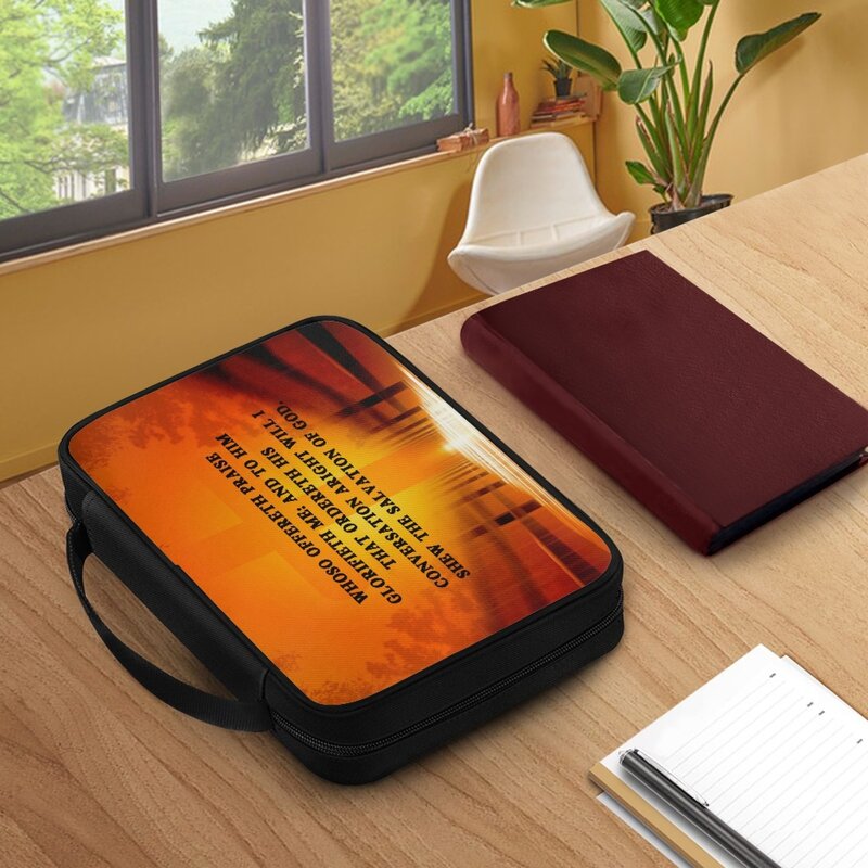 Duża księga biblia święta okładka torba do noszenia torebka brezentowa ochronna torba do przechowywania książek dla kobiet organizujących zachodzące słońce