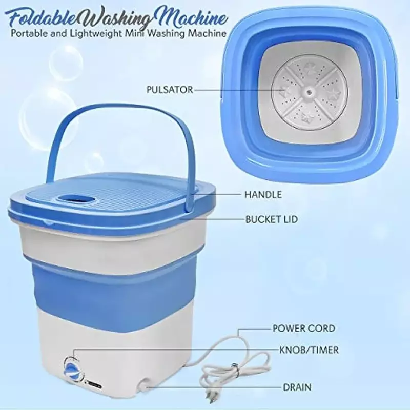 Collapsible Bucket - Perfect for Camping, Travelling, Apartment, Dorm USA Brand - Pure Clean PUCWM33.5, light blue