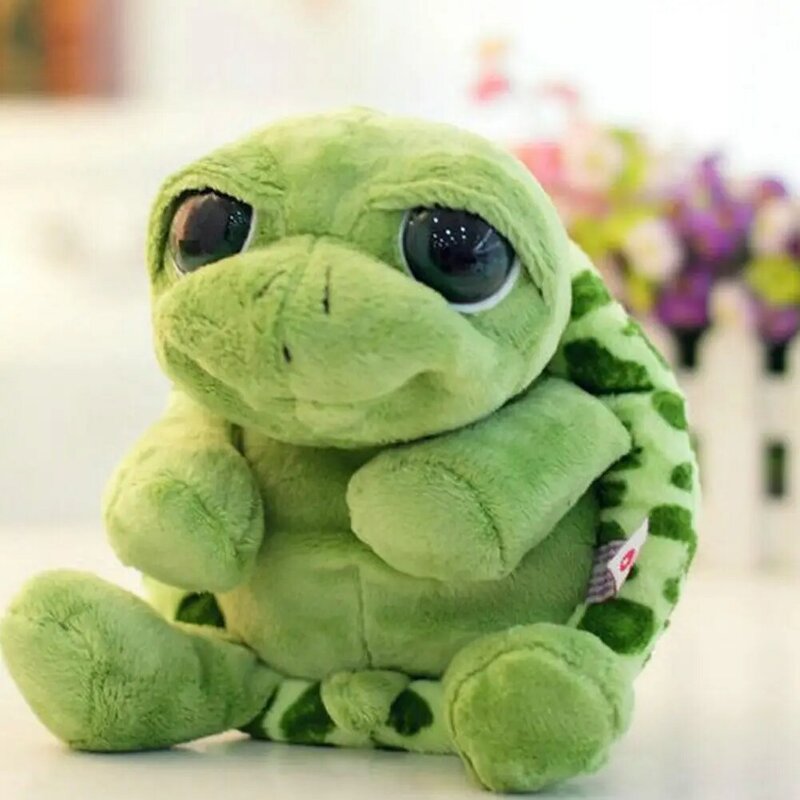 Peluche de tortue verte douce aux grands yeux pour enfant, jouet oreiller, animal, cadeau d'anniversaire et de Noël, 20cm, K B8b1