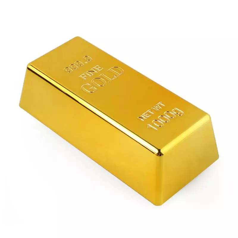 Barra de plástico de ouro falso Tijolo dourado simulado Falso Glittering Gold Bar Paperweight Door Stop, Presente de novidade de filme Prop 1pc