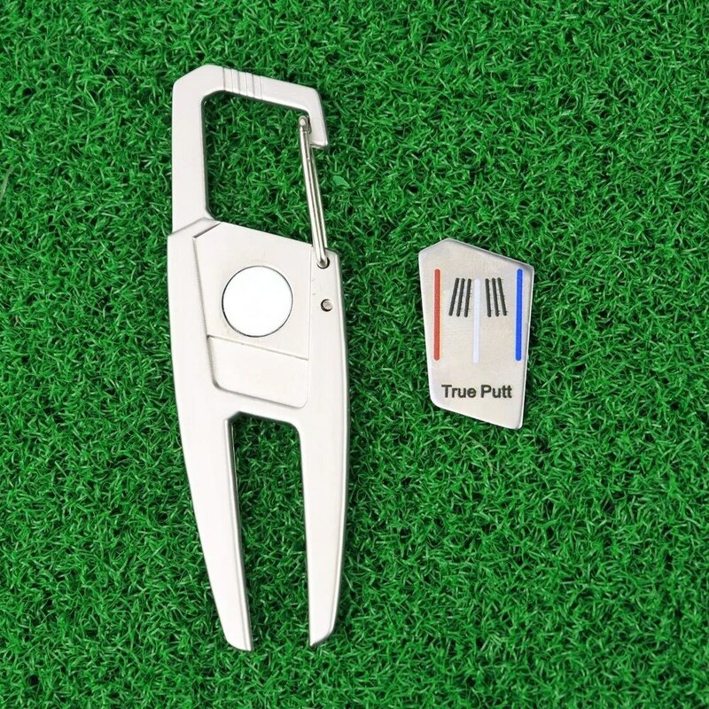 Aksesori luar ruangan, pembersih alur rumput tanda garpu Golf Divot alat Golf putt hijau garpu logam bola Golf