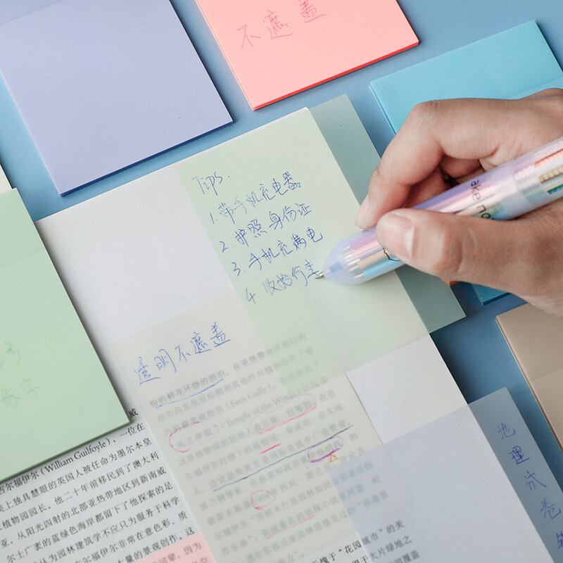 Transparante Sticky Note Pads Waterdichte Zelfklevende Memo Notepad School Kantoorbenodigdheden Briefpapier