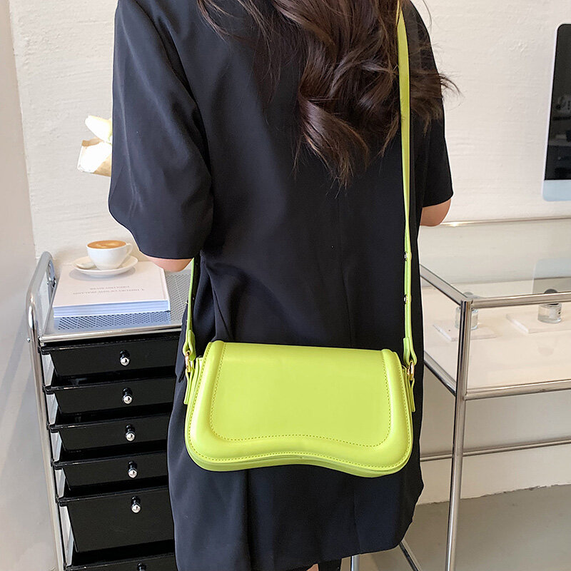 MOODS Flap Crossbody Bags For Women Pure Color PU Leather Armpit Shoulder Bag 2023 Latest Fashion Small Saddle Handbags Female