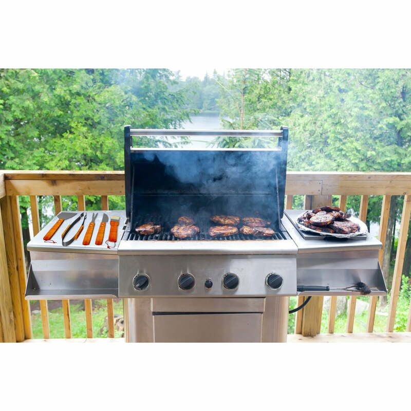 Ensemble d'outils de barbecue en bois, 22 pièces, avec étui et 4 steaks opaques
