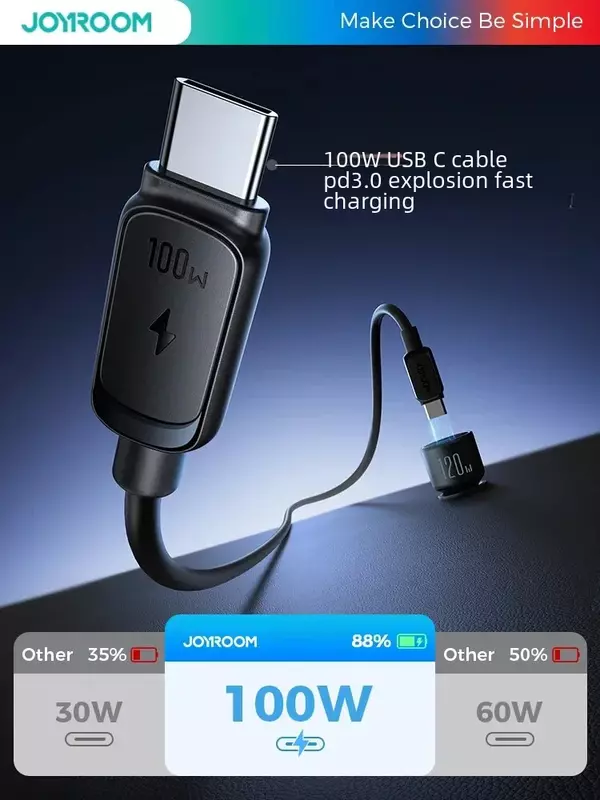 Автомобильное зарядное устройство Joyroom 120 Вт с 3 USB-портами, автомобильное зарядное устройство для телефона, быстрая зарядка с несколькими устройствами PD 100 Вт и 35 Вт QC 3,0/4,0