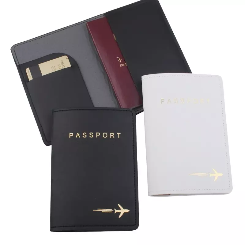 PU Leather Card Case Cover Unisex New Simple Fashion Passport Cover Black White Thin Slim Travel Passport Holder Wallet Gift