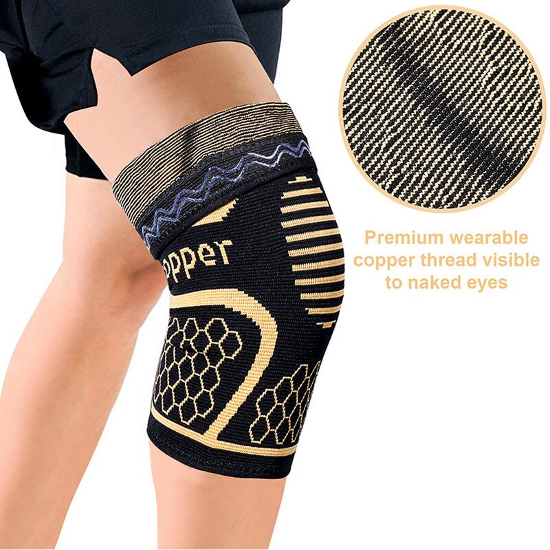 Tembaga Pelindung Lutut Dukungan Sendi Bantalan Lutut untuk Olahraga Kebugaran Latihan Arthritis Nyeri Sendi Kompresi