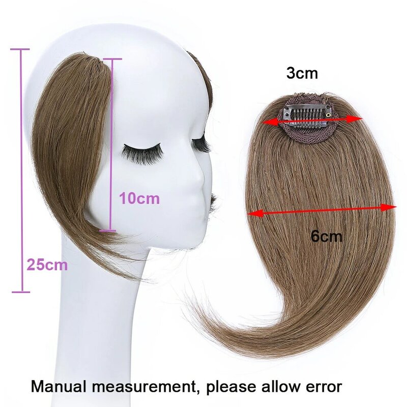 Side Bangs Clip in Bangs, cabelo humano real, parte média francesa, pedaço de cabelo natural, franja reta, extensão, 2 pcs por conjunto