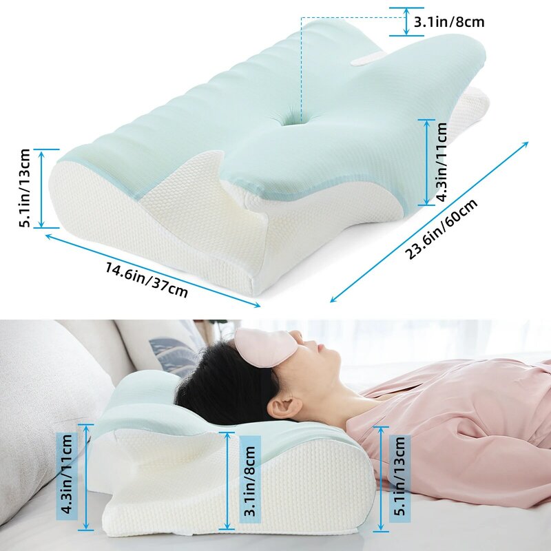 Подушка для сна из пены с эффектом памяти, ортопедическая, медленно восстанавливающая форму, в форме бабочки, для облегчения боли в шее, для расслабления шейного отдела позвоночника