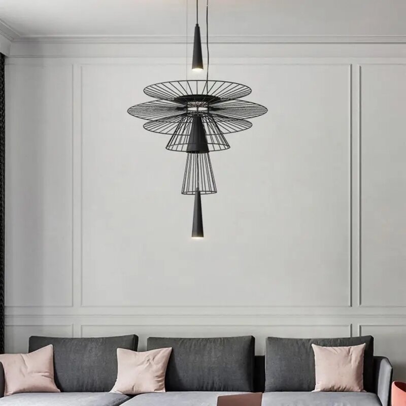 Modern Flying Saucer Hanging Lamps for Ceiling Luxury Metal Pendant Lights Restaurant LED Chandelier Loft Home Decorations